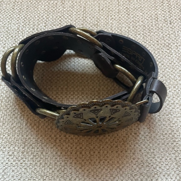 Esprit Antique Brass Buckle Leather Belt medium main image 4